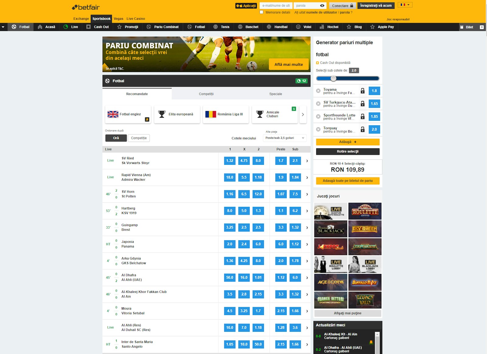Betfair football