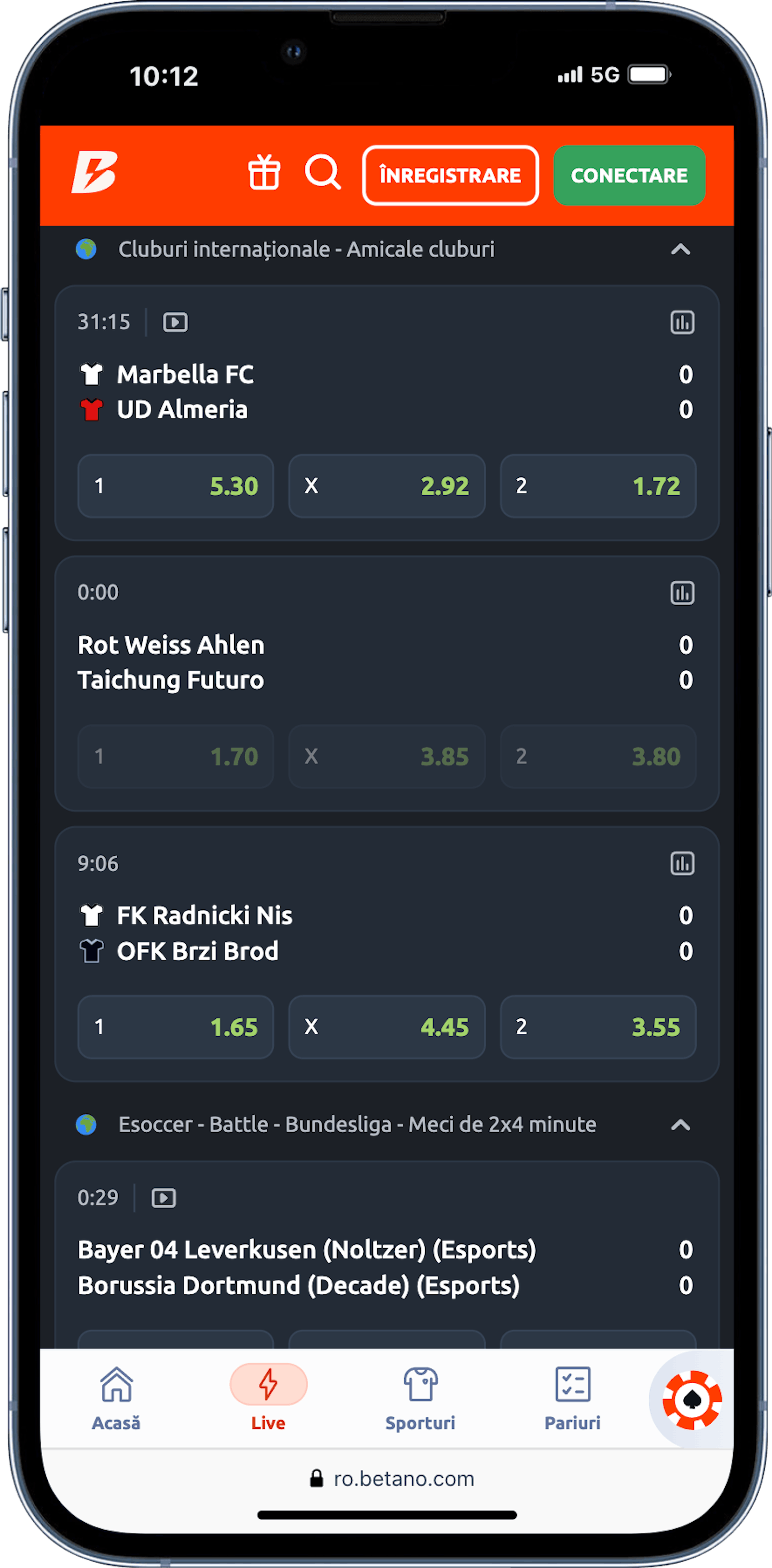 Pariuri Live Betano