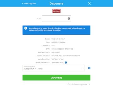 transfer de bani pariuri